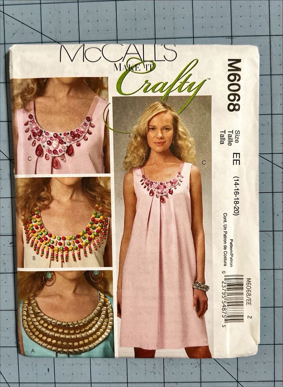 McCall's M6068 Make It Crafty Pullover Dresses Necklaces Size 14-20